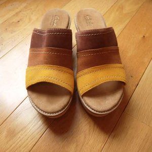 Clarks, suede wedge sandals, size 6.5 NWOT